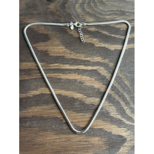 L&G flad slange k�de i rhodineret s�lv