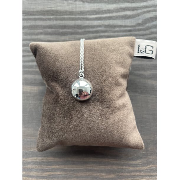 L&G smooth big hjerte k�de i rhodineret s�lv