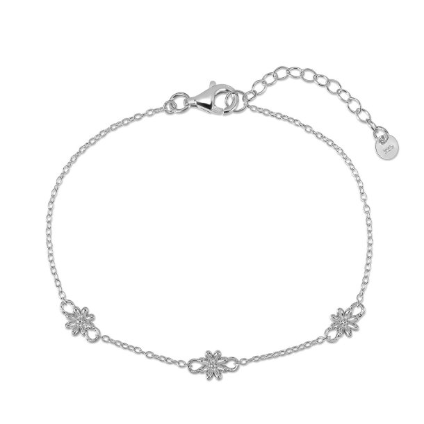 L&G armb�nd i s�lv med blomster