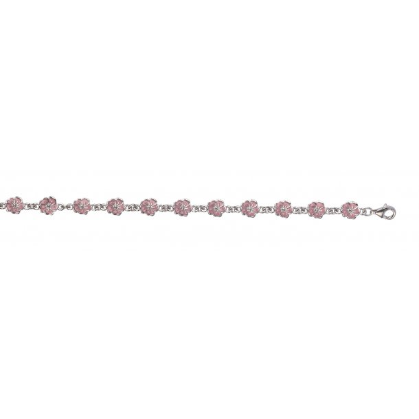 Armbnd i rhodineret slv blomst rosa fra L&G