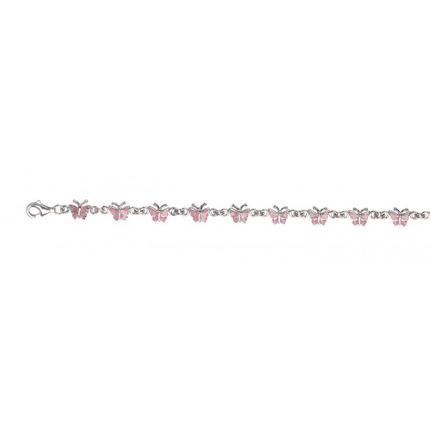 Sommerfugle armbnd i rhodineret slv rosa fra L&G