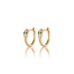 Blicher Fuglsang slange�reringe i forgyldt s�lv med hvide og gr�nne zirkonia