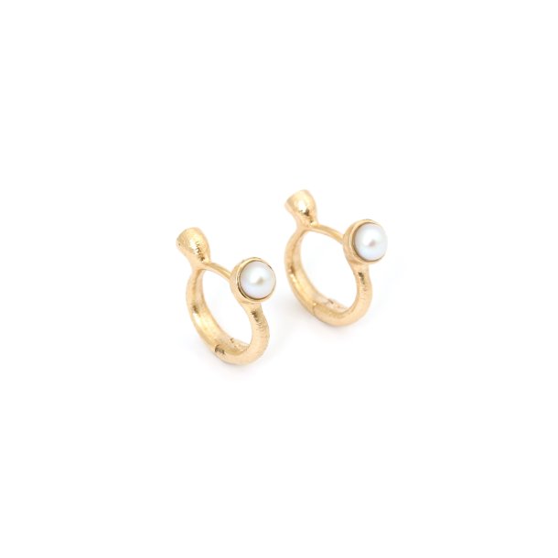 Ophelia vendbare creoler i guld m. perle og diamant fra Per Borup Design