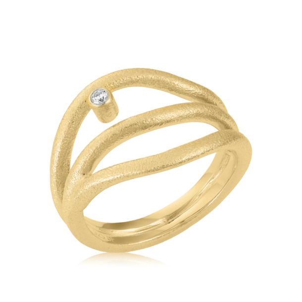 Blicher Fuglsang ring forgyldt s�lv med zirkonia str. 60
