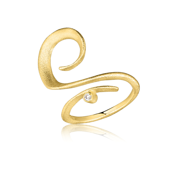 Blicher Fuglsang Ring s�lv forgyldt med zirkonia str.58