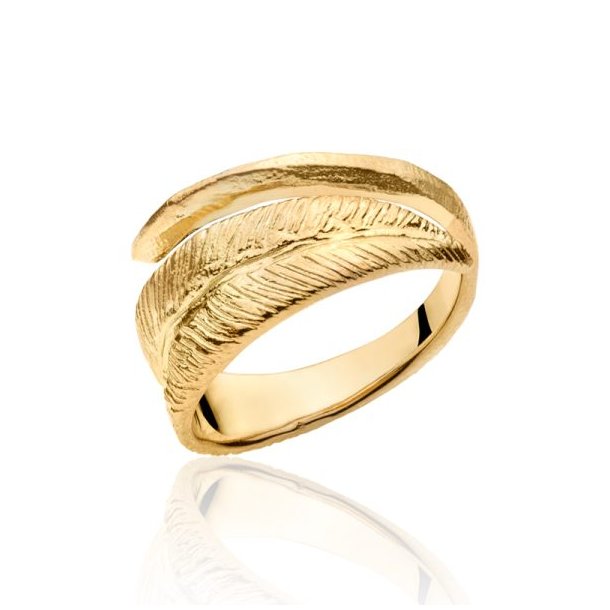 Blicher Fuglsang ring, fjer, forgyldt s�lv str. 62