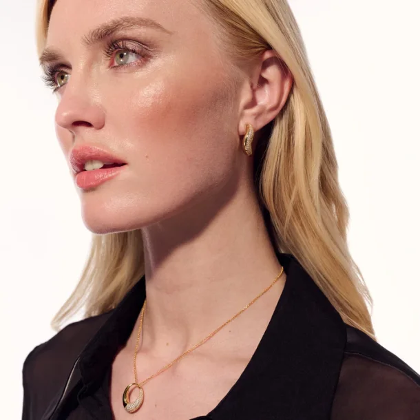 Glorenza Grande creoler i forgyldt slv med zirkoner fra Sif Jakobs