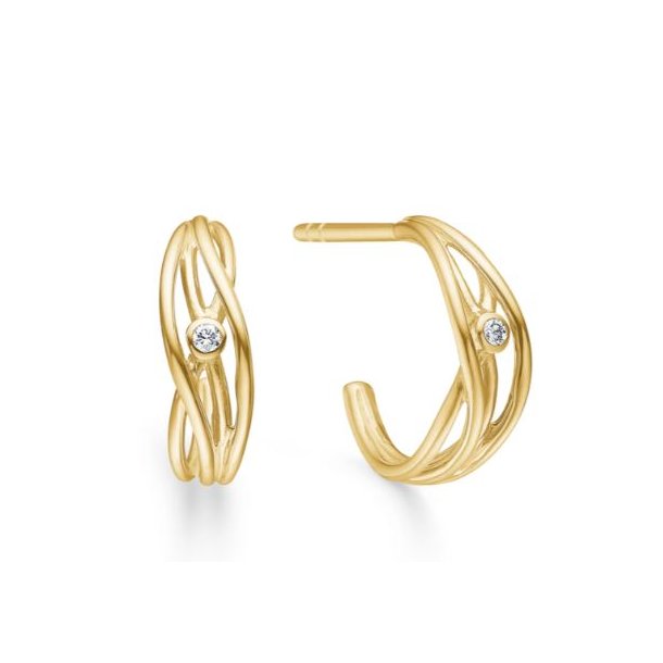 Diamond nest �reringe i guld m. diamanter fra Mads Z