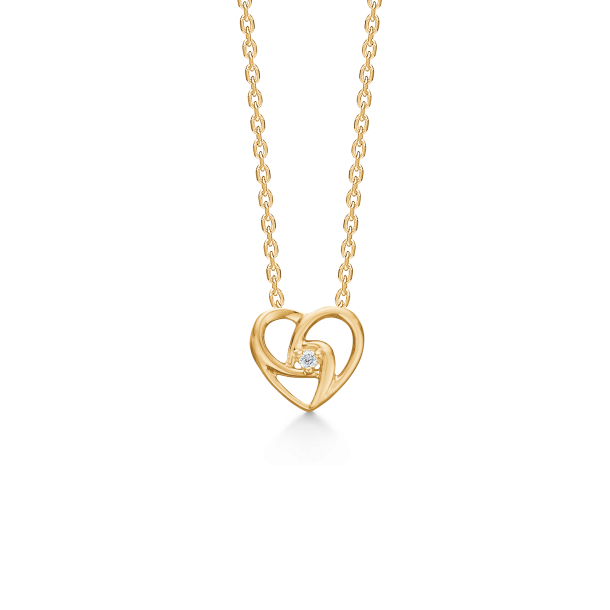 Mads Z guldhjerte 14 kt  m. 0,03 ct brillant i forgyldt k�de
