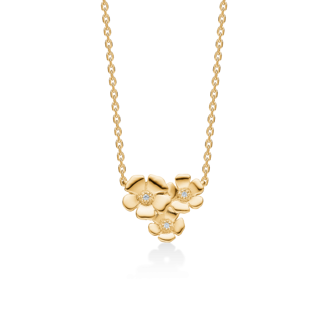 Fleur halsk�de i guld med diamanter fra Mads Z