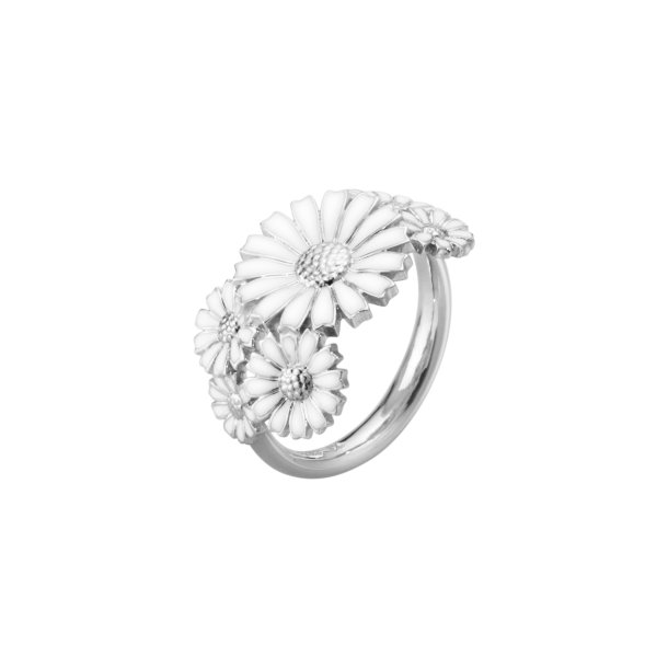 Daisy Layered ring i slv med hvid emalje fra Georg Jensen