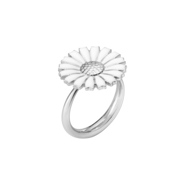 Daisy ring i slv med hvid emalje fra Georg Jensen