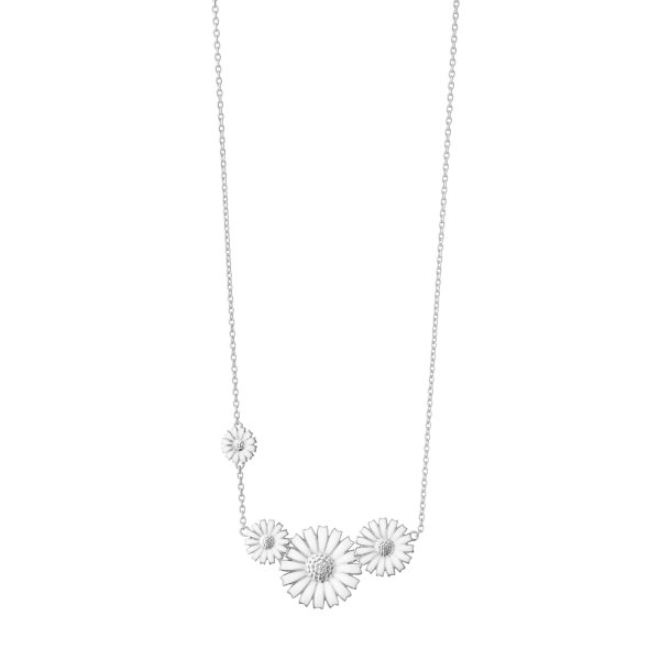 Daisy halskde, Fire Blomster, i slv med hvid emalje fra Georg Jensen