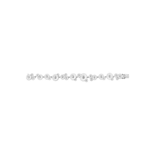 Daisy Layered armbnd i slv med hvid emalje fra Georg Jensen
