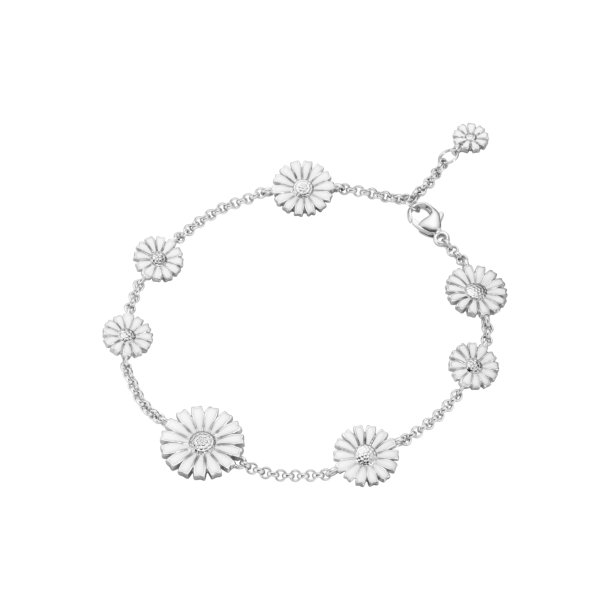 Daisy armbnd i slv med hvid emalje fra Georg Jensen