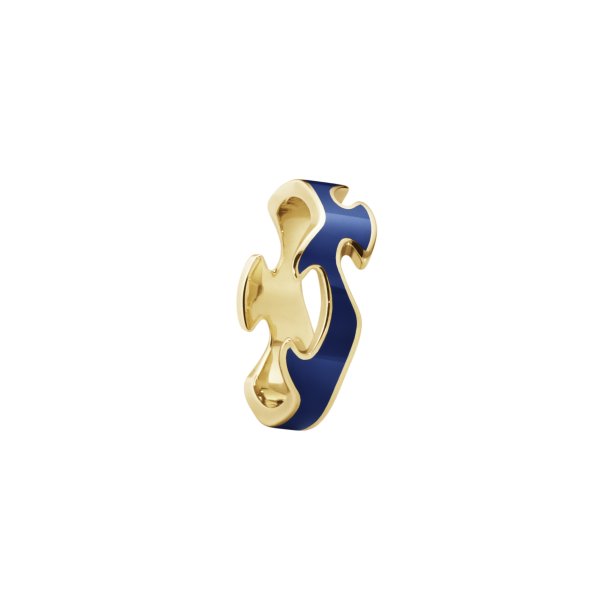Fusion centerring i guld med bl keramik fra Georg Jensen