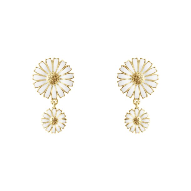 Daisy Double restikker i forgyldt slv med hvid emalje fra Georg Jensen