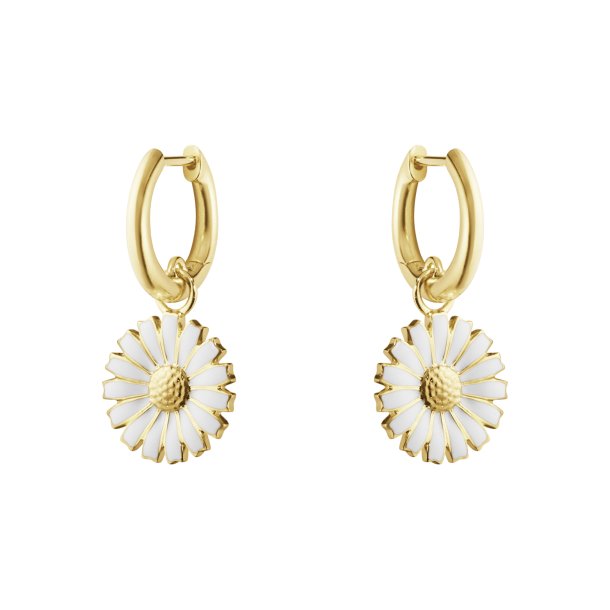 Daisy reringe i forgyldt slv med hvid emalje fra Georg Jensen