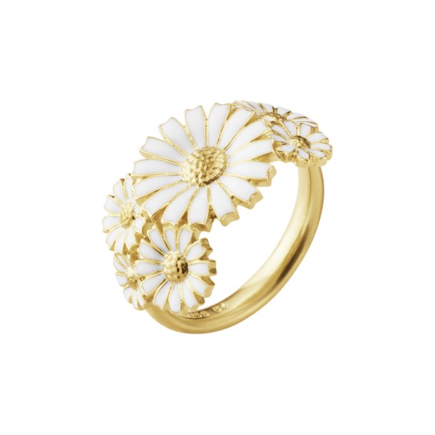 Daisy Layered ring i forgyldt slv med hvid emalje fra Georg Jensen