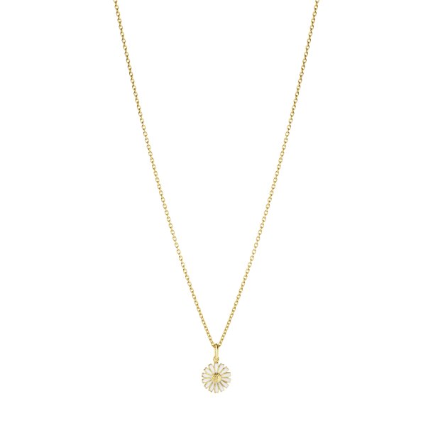 Daisy vedhng, 11 mm., m. kde i forgyldt slv m. hvid emalje fra Georg Jensen