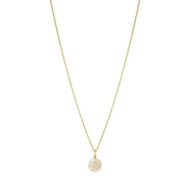Daisy vedhng i forgyldt slv m. hvid emalje og diamanter fra Georg Jensen