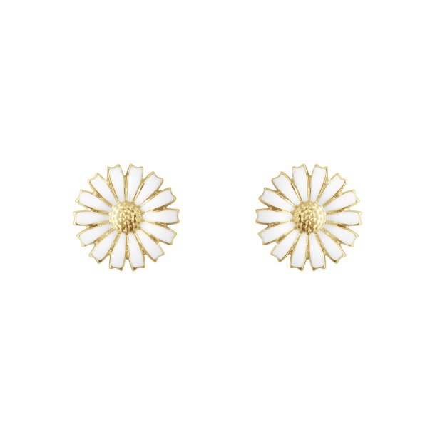 Daisy restikker i forgyldt slv m. hvid emalje, 11mm, fra Georg Jensen