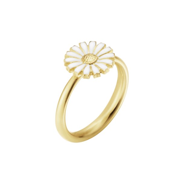 Daisy ring i forgyldt slv m. hvid emalje, 11 mm, fra Georg Jensen