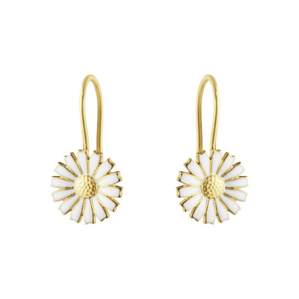 Daisy reringe 11 mm. i forgyldt slv m. hvid emalje fra Georg Jensen