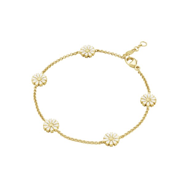 Daisy armbnd i forgyldt slv m. hvid emalje fra Georg Jensen
