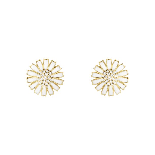 Daisy restikker i forgyldt slv m. hvid emalje og diamanter fra Georg Jensen
