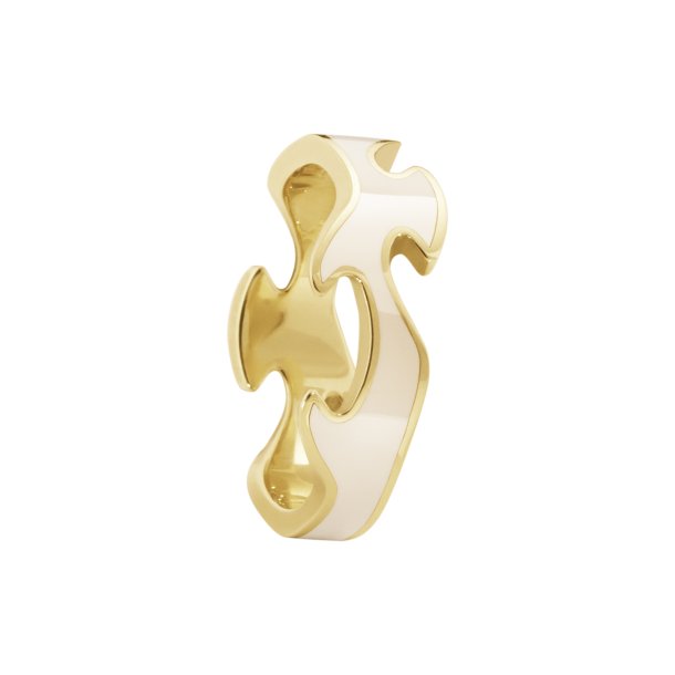 Georg Jensen Fusion 750 center ring beige emalje