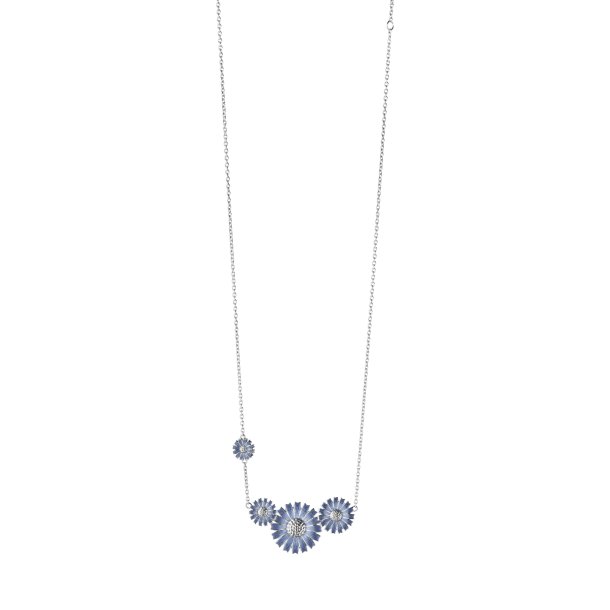 Georg Jensen Daisy halskde bl emalje rhodineret slv