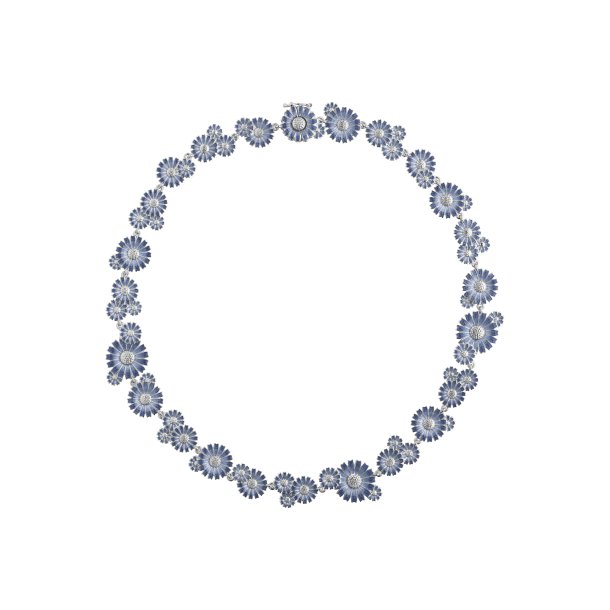 Georg Jensen Daisy collier i rhodineret slv med bl emalje