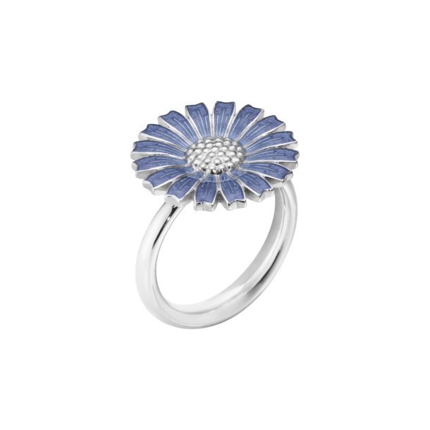 Daisy ring i slv m. bl emalje, 18 mm, fra Georg Jensen