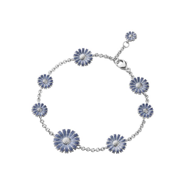 Daisy armbnd i slv m. bl emalje fra Georg Jensen