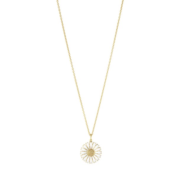 Daisy vedhng, 18 mm., m. kde i forgyldt slv m. hvid emalje fra Georg Jensen