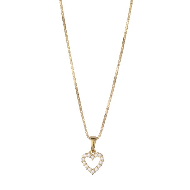 Hjerte vedh�ng i forgyldt s�lv med zirkoner fra L&G