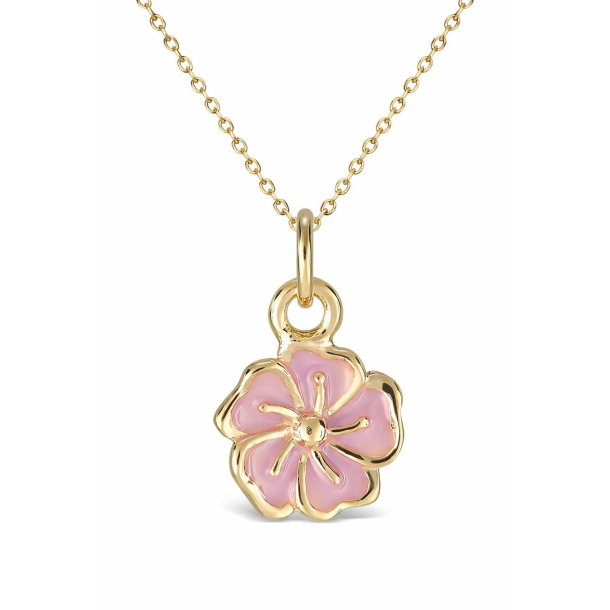 L&G K�de med rosa blomstervedh�ng i forgyldt s�lv