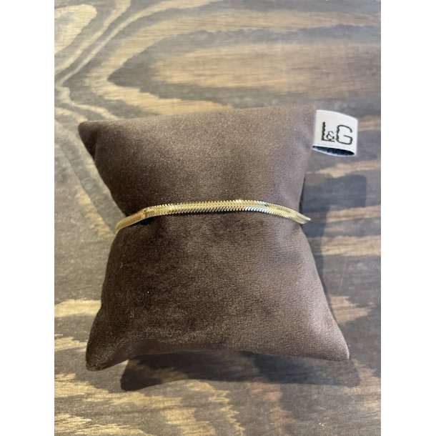 Flad Slange armb�nd i forgyldt s�lv fra L&G