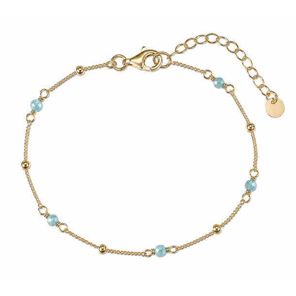 L&G Armb�nd forgyldt s�lv med aqua marine