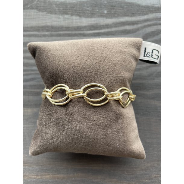 L&G big oval armb�nd i forgyldt s�lv