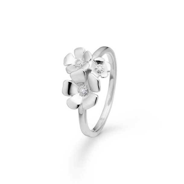 Mads Z S�lv ring "Fleur" m. hvid topas str. 56