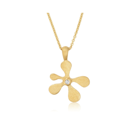 Blicher Fuglsang vedh�ng med k�de, blomst, forgyldt s�lv med zirkonia 42-45-50cm