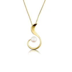 Blicher Fuglsang vedh�ng i forgyldt s�lv med ferskvandsperle