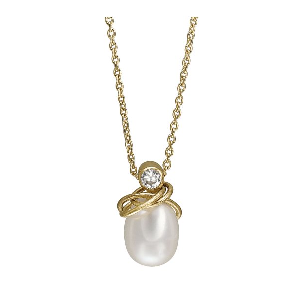 Collier i forgyldt slv med perle fra Rabinovich