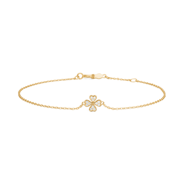 Petite Clover armb�nd i guld med zirkon fra Mads Z