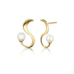 Blicher Fuglsang �restikker i forgyldt s�lv med hvide perler