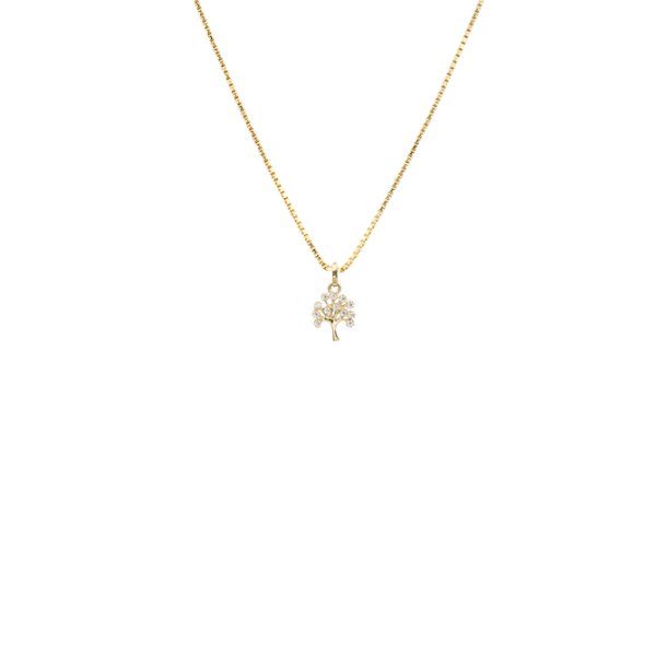 Livets Tr� vedh�ng i guld med zirkoner og forgyldt s�lvk�de fra L&G.