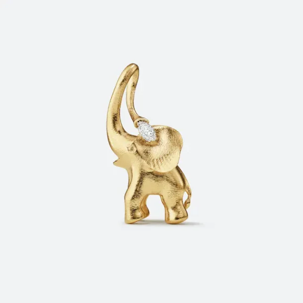 Elefant vedhng, stor, i guld med diamanter fra Ole Lynggaard