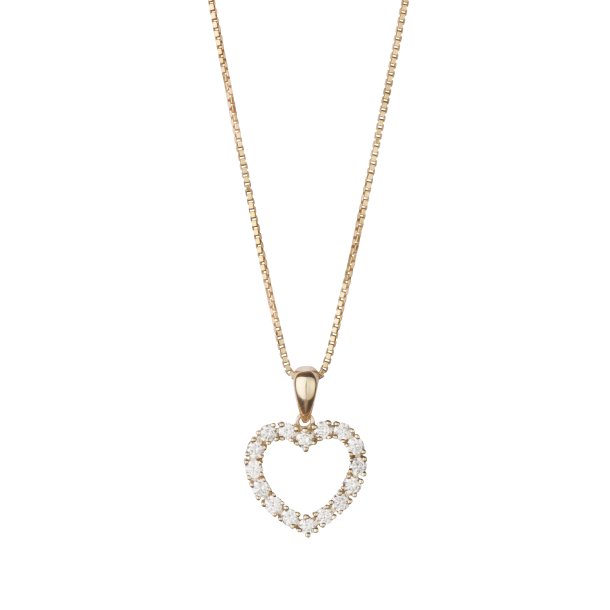 L&G vedh�ng 8 karat guld hjerte zirkonia med forgyldt s�lv k�de